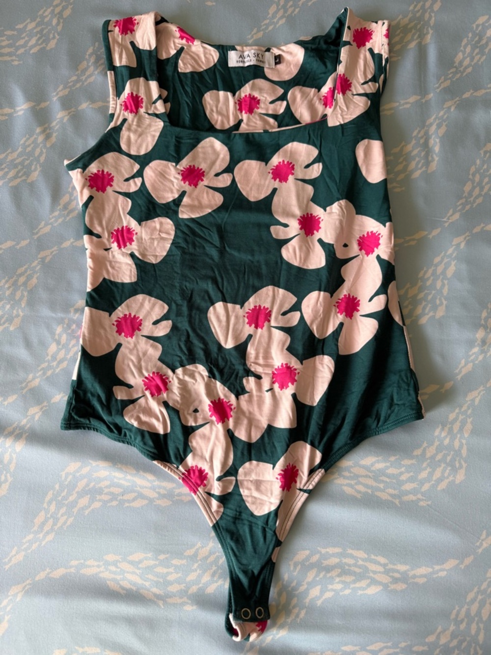 Ava Sky Teal Floral bodysuit